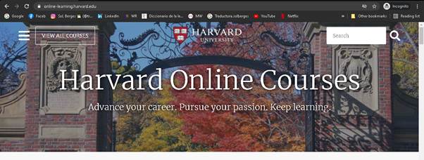 Página principal de Harvard Online